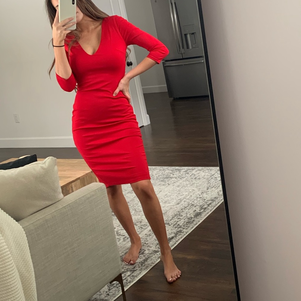Lulus Red Bodycon Midi Dress
